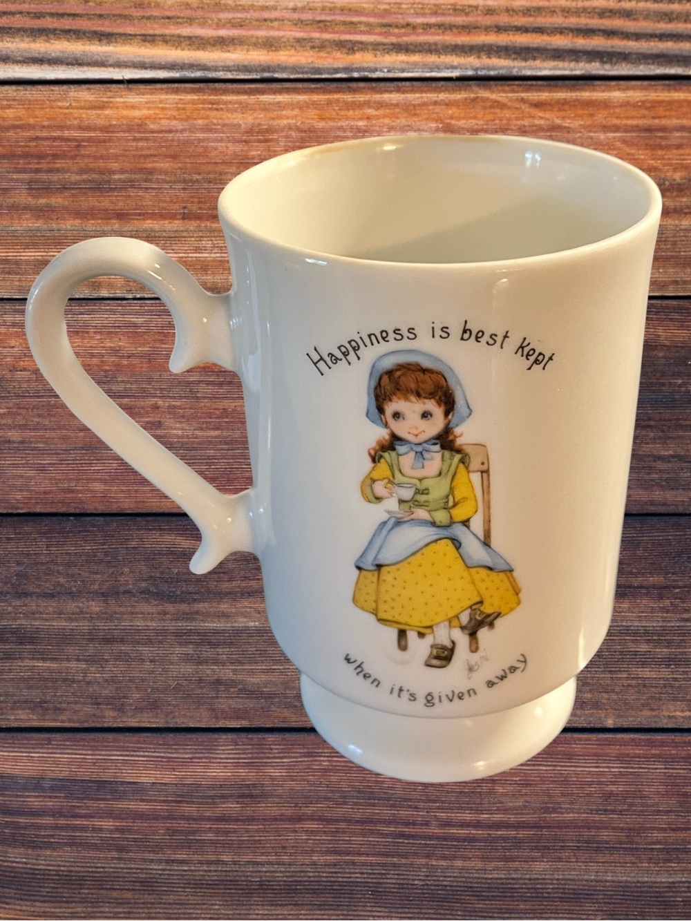 Vintage Holly Hobby Style Tea Cup “Happiness is best kept when it’s given away”